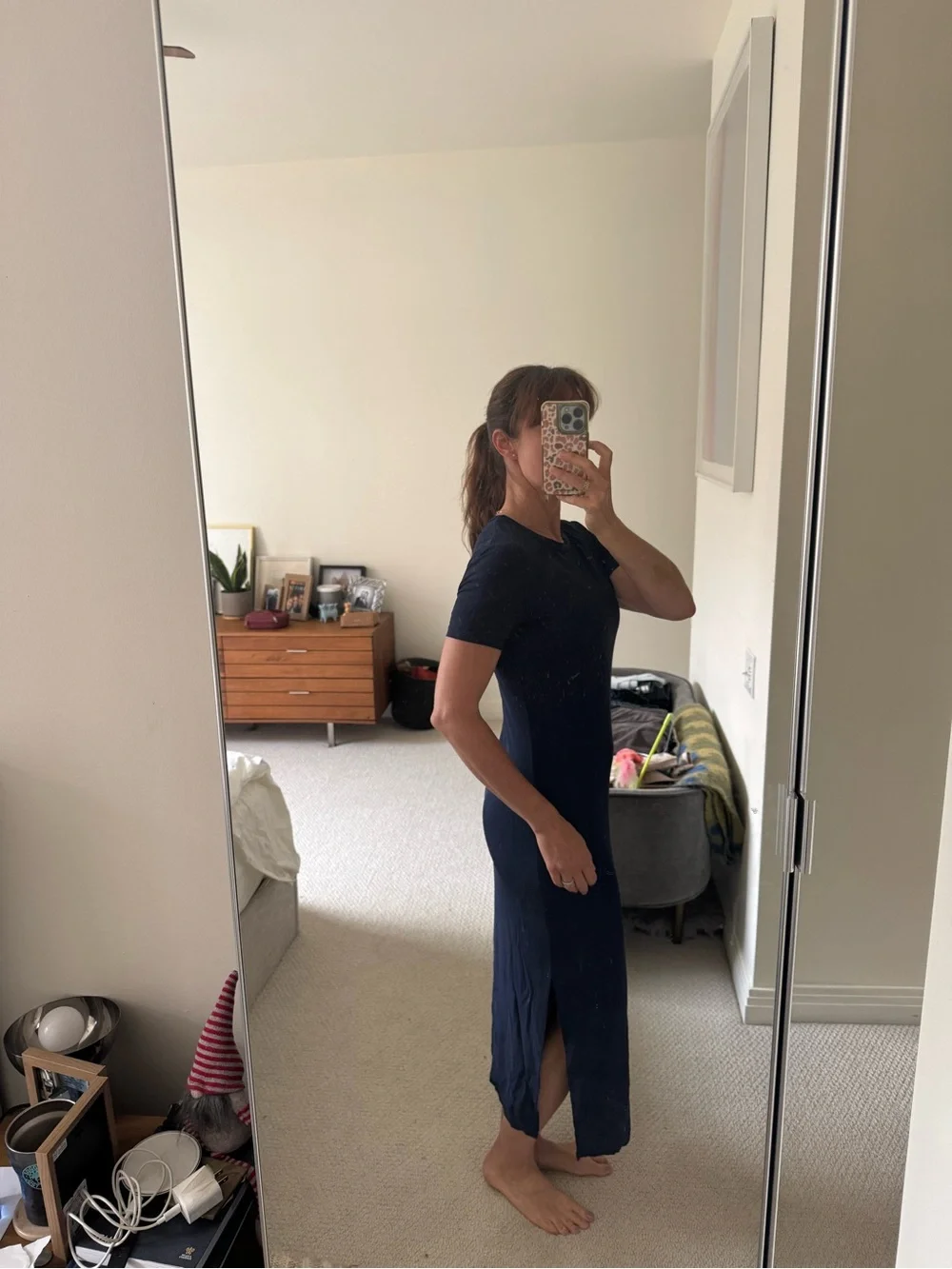 Michael Kors Navy Short-Sleeve Maxi Dress